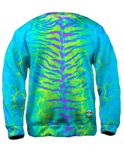 Tiger Leopard Skin Blue Purple Green&nbsp;Mens Sweatshirt