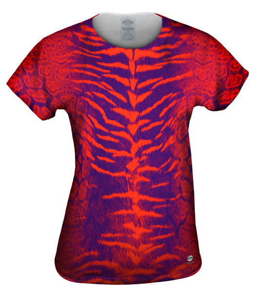 Tiger Leopard Skin Orange Purple&nbsp;Womens Top