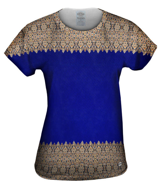 Elegant Border Glowing Navy Womens Top