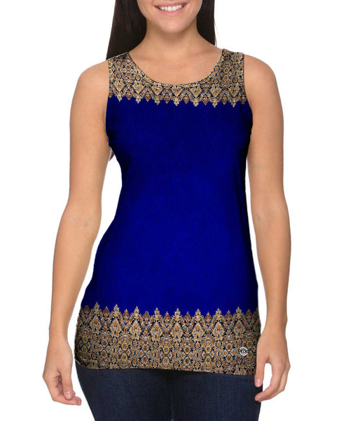 Elegant Border Glowing Navy&nbsp;Womens Tank Top