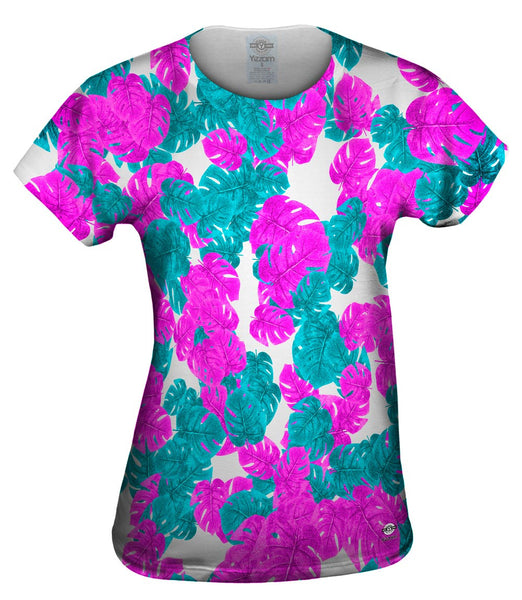 Tropical Leaves Pink Foliage Pattern&nbsp;Womens Top