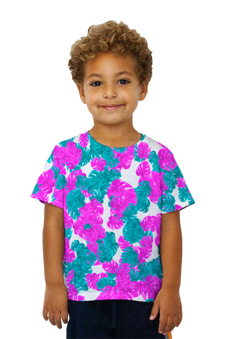 Kids Tropical Leaves Pink Foliage Pattern