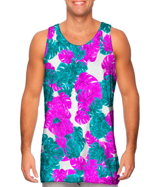 Tropical Leaves Pink Foliage Pattern&nbsp;Mens Tank Top