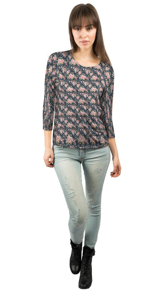 Hipster Flowers Pattern&nbsp;Womens 3/4 Sleeve
