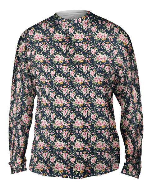 Hipster Flowers Pattern Mens Long Sleeve