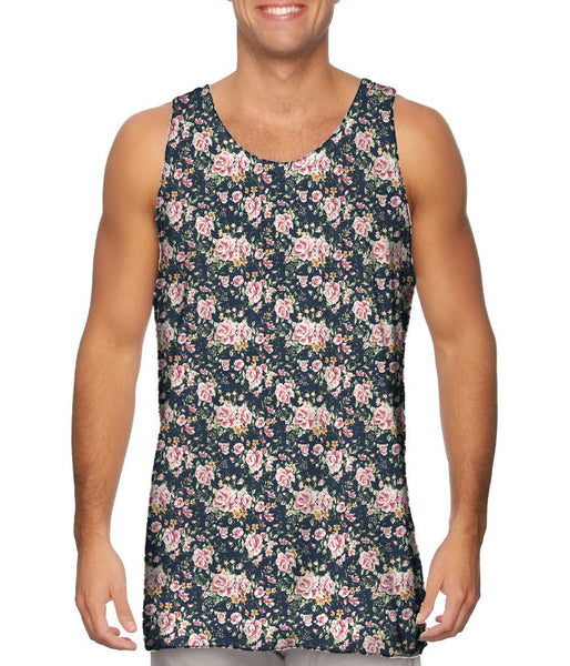 Hipster Flowers Pattern Mens Tank Top