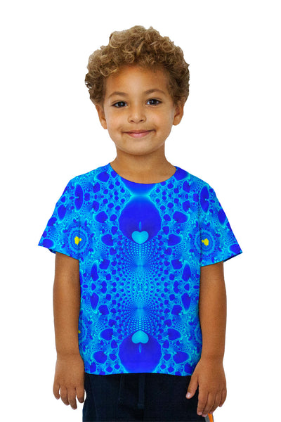 Kids Blue Fractal Heart Kids T-Shirt