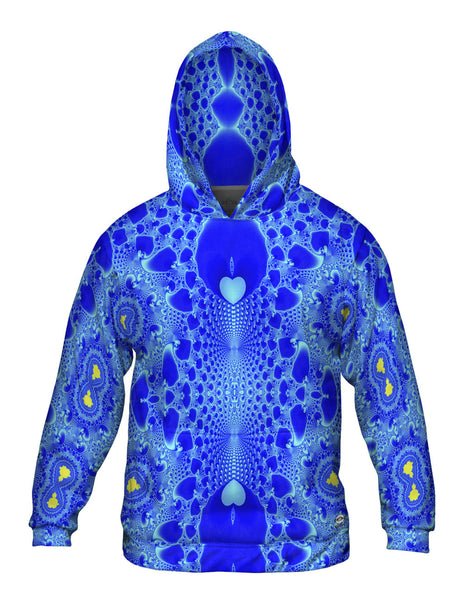Blue Fractal Heart Mens Hoodie Sweater
