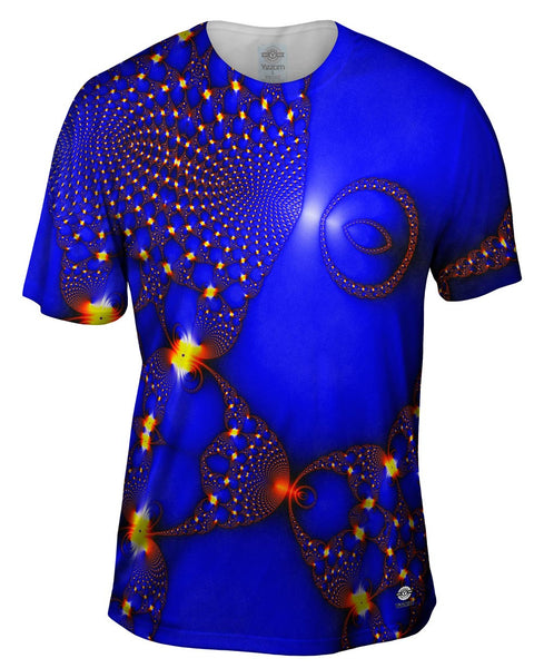 Blue Fractal Web Mens T-Shirt
