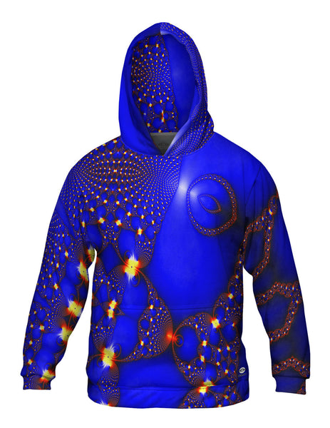 Blue Fractal Web Mens Hoodie Sweater
