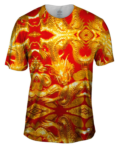 Dancing Gold Dragon Mens T-Shirt