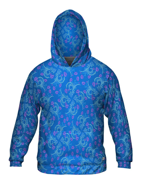 Garden Flower Blue Pink Foliage Pattern Mens Hoodie Sweater