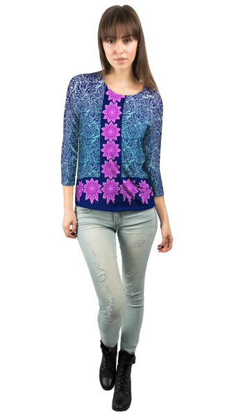 Swirly Flower Parade&nbsp;Womens 3/4 Sleeve