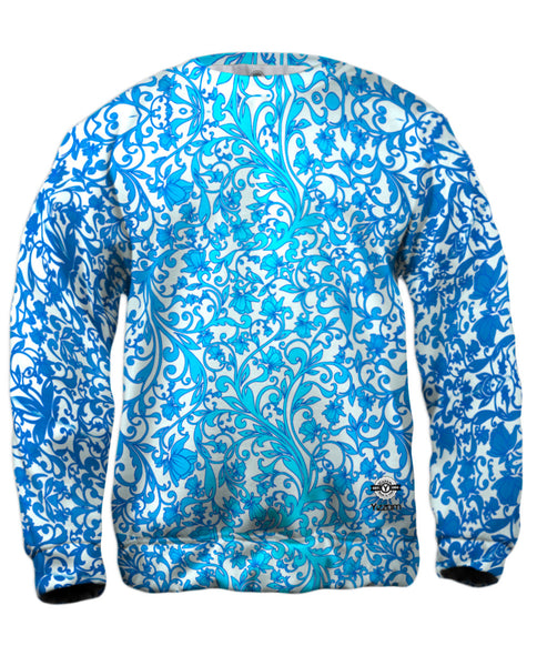 Swirl Flower Navy Turquoise Pattern&nbsp;Mens Sweatshirt
