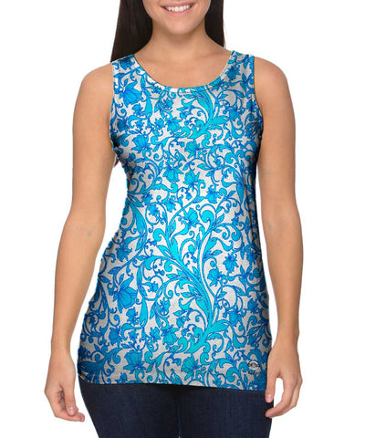 Swirl Flower Navy Turquoise Pattern