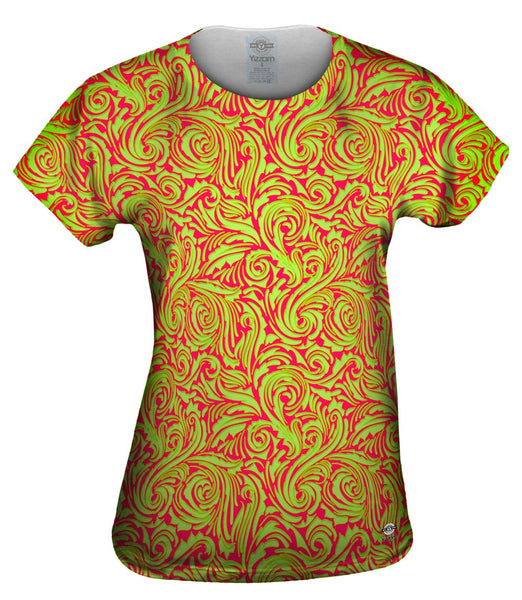 Autumn Me Pink Leaf Swirls Pattern Womens Top