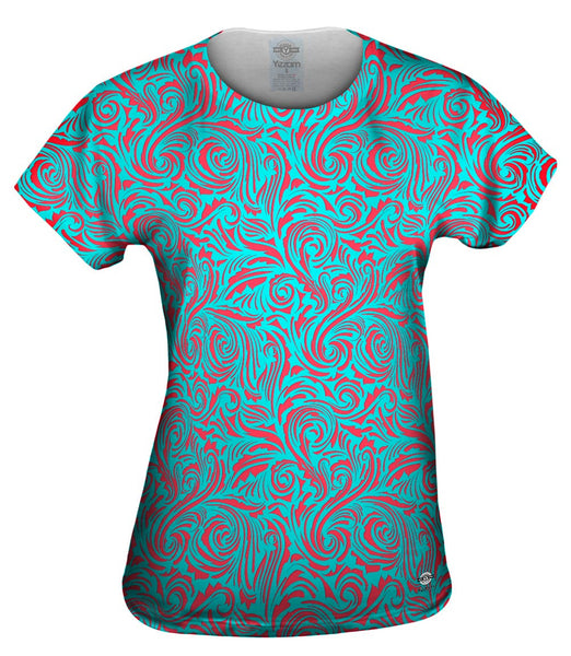 Autumn Me Red Leaf Swirls Pattern Womens Top