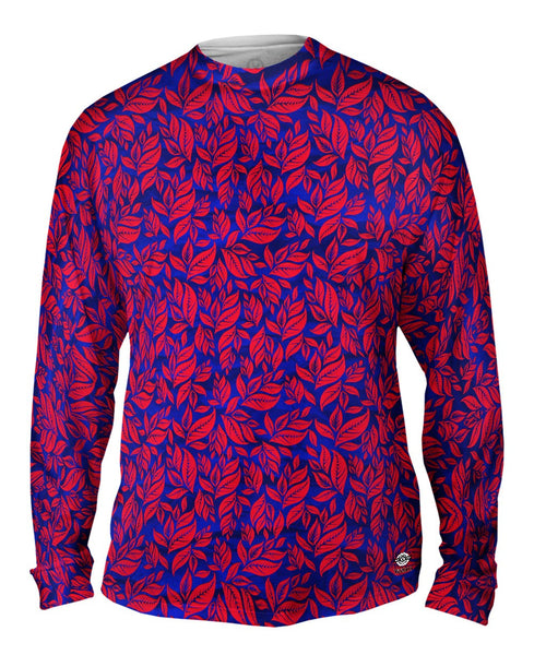 Leaf A Go Go Pink Navy Pattern Mens Long Sleeve
