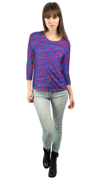 Leaf A Go Go Light Blue Pattern&nbsp;Womens 3/4 Sleeve