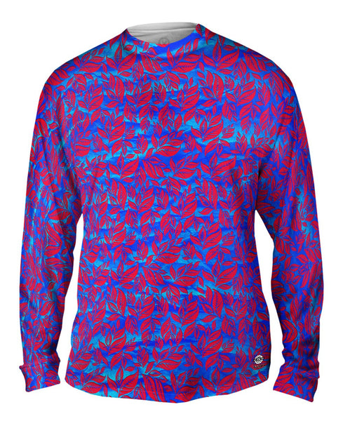 Leaf A Go Go Light Blue Pattern Mens Long Sleeve