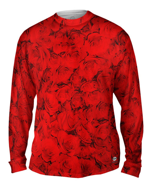 Valentines Day Rose Pattern Mens Long Sleeve