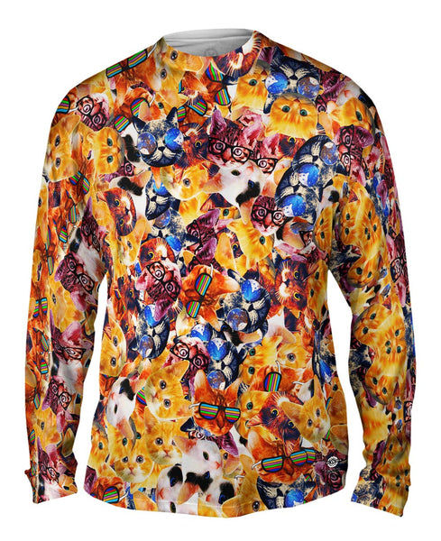 Hipster Cat Collage Mens Long Sleeve