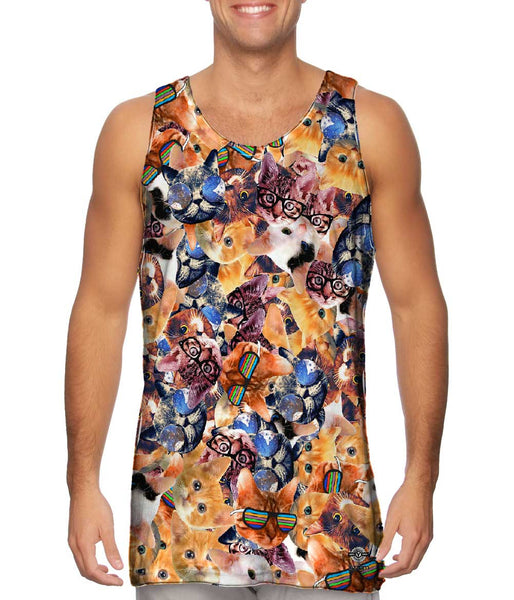 Hipster Cat Collage Mens Tank Top