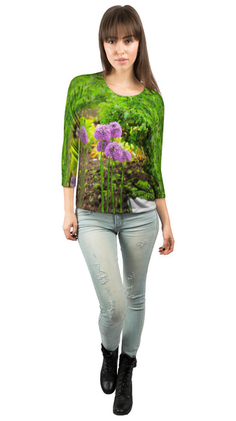 Pretty Purple Flowers&nbsp;Womens 3/4 Sleeve