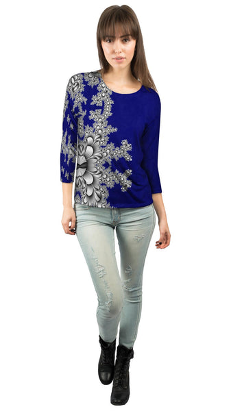 Titanium Floral Fractal&nbsp;Womens 3/4 Sleeve