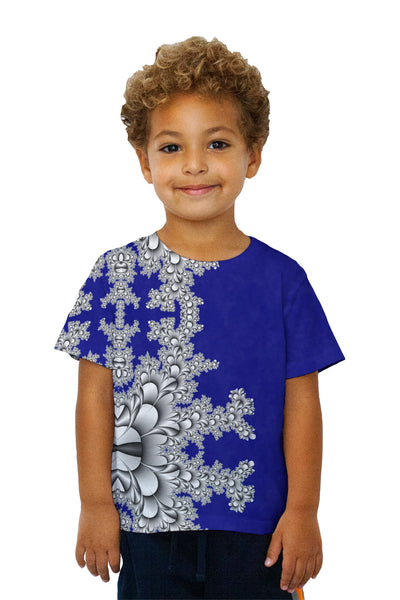 Kids Titanium Floral Fractal Kids T-Shirt