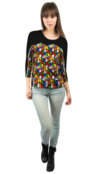 Rubix Cube Madness&nbsp;Womens 3/4 Sleeve