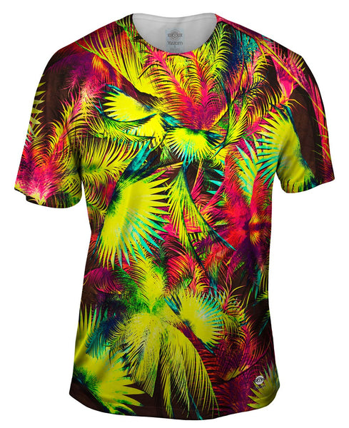 Neon Purple Lime Palm Jungle Mens T-Shirt