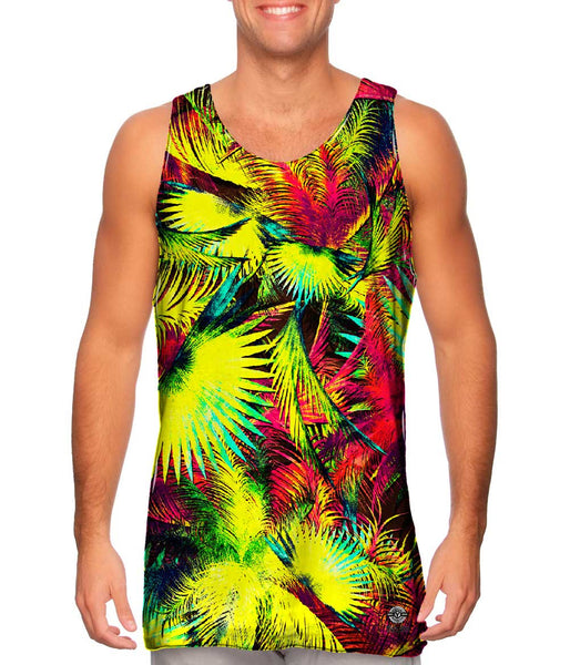 Neon Purple Lime Palm Jungle&nbsp;Mens Tank Top