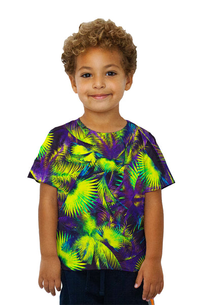 Kids Neon Purple Palm Jungle Kids T-Shirt