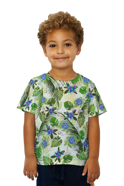 Kids Aloha Blue Flowers Pattern Kids T-Shirt