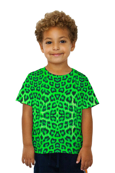 Kids Neon Green Leopard Animal Skin Kids T-Shirt