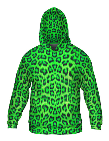 Neon Green Leopard Animal Skin Mens Hoodie Sweater