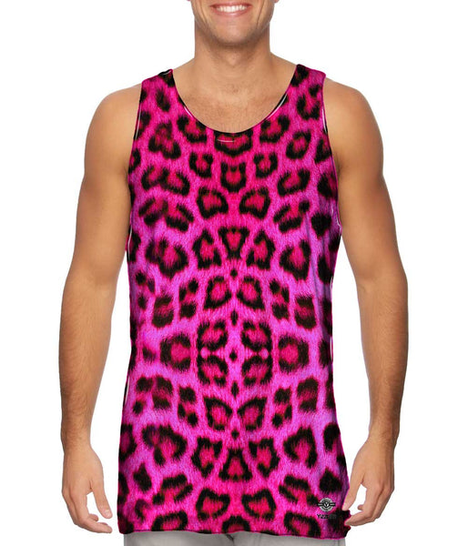 Neon Pink Leopard Animal Skin Mens Tank Top