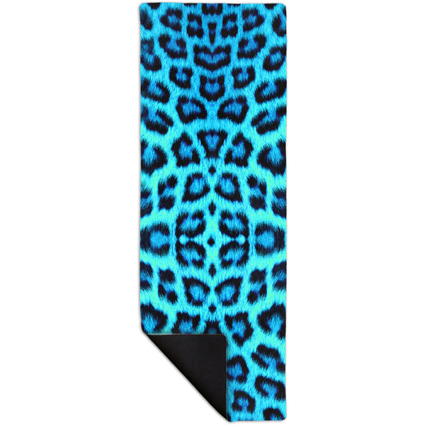 Neon Blue Leopard Animal Skin Yoga Mat