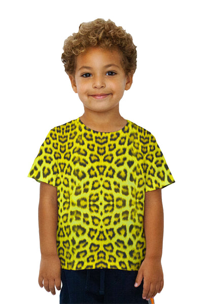 Kids Neon Yellow Leopard Animal Skin Kids T-Shirt