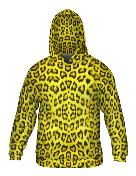 Neon Yellow Leopard Animal Skin Mens Hoodie Sweater