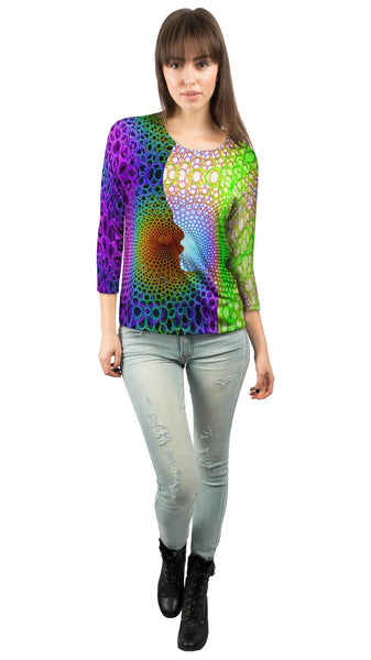 Psychedelic Kiss Womens 3/4 Sleeve