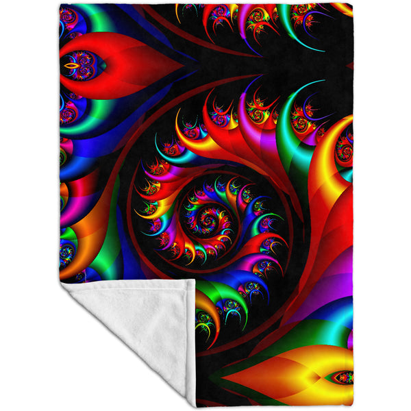 Trippy Rainbow Spirals Fleece Blanket