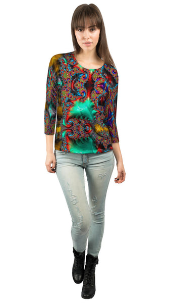 Fractal Globes&nbsp;Womens 3/4 Sleeve