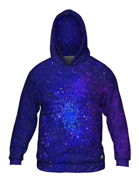 Pulsating Starry Universe Blue Mens Hoodie Sweater