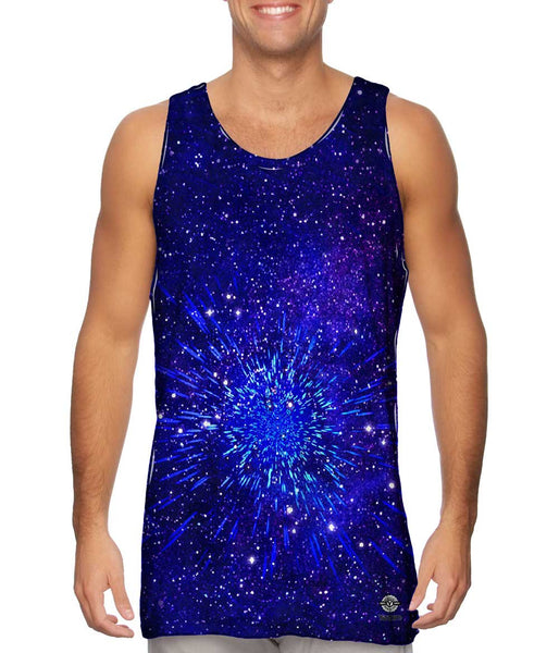 Pulsating Starry Universe Blue Mens Tank Top