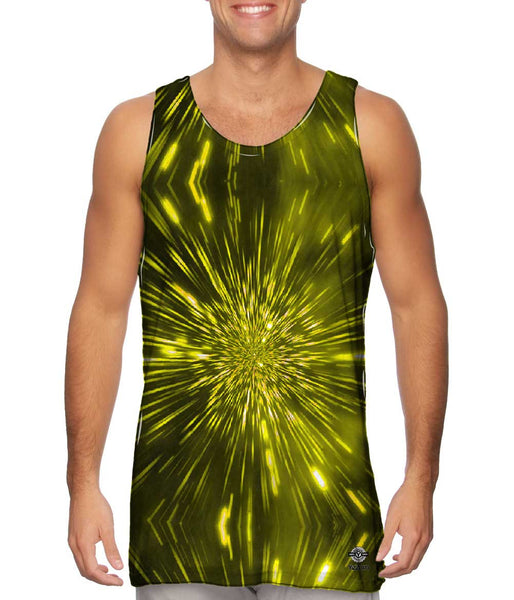 Pulsating Starry Universe Yellow Mens Tank Top