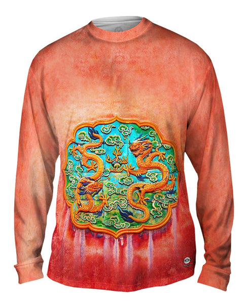 Two Dragons Chasing A Pearl Mens Long Sleeve