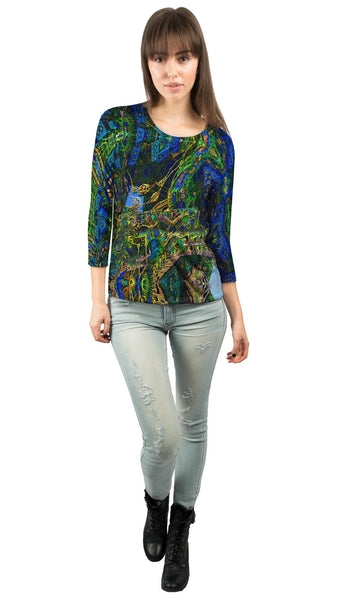 Building Fractal Design Pattern Green&nbsp;Womens 3/4 Sleeve