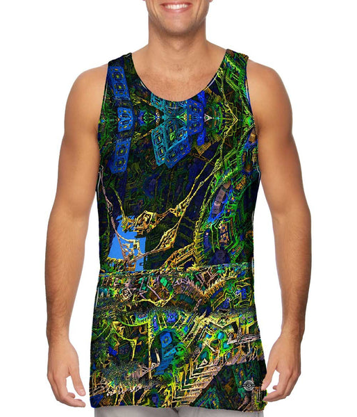 Building Fractal Design Pattern Green Mens Tank Top